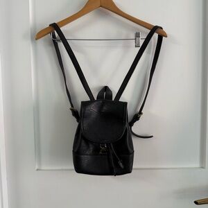 Mini Black Leather Backpack